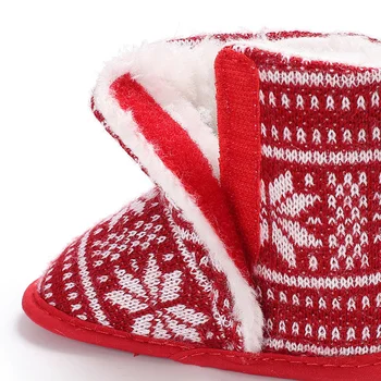 1 Пара детских снегоступов, хлопковые фланелевые снегоступы, теплая зимняя обувь для малышей (красные, 12 см)