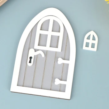 1 комплект 1: 12 Миниатюрная дверь кукольного домика, модель двери Сказочного эльфа с оконной ручкой, игрушка для декора сада дома
