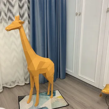 1 м Жираф, Большое Животное, Бумажная модель, Скульптура, Домашний Декор, Офис, Украшение магазина, Оригами ручной работы, 3D Игрушки из бумаги для взрослых