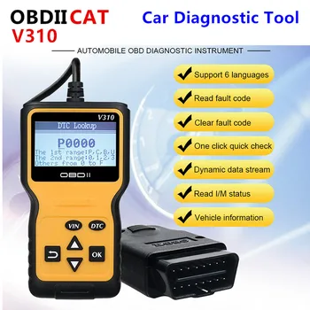 10 шт./лот V310 OBDII EOBD Автоматический Считыватель кода на 6 Языках Автомобильный Диагностический Сканер Для Всех Протоколов OBD II Автомобили ЖК-Дисплей