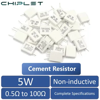 10шт 5 Вт Неиндуктивный цементный резистор MPR SLR 0,68 R 1R 2R 2,2 R 4,7R 10R 100R Вертикальный