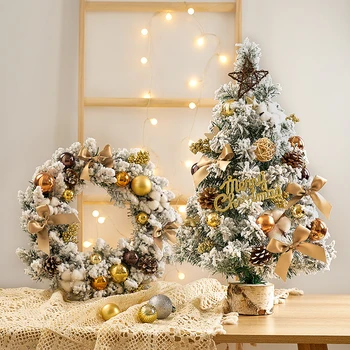 2022 Рождественская елка украшения для домашнего стола маленький мини-столик в стиле рождественских украшений, гирлянда, венок