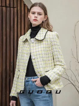 2023 ms qiu dong новое твидовое маленькое французское женское милое ветровое пальто свободного кроя с коротким абзацем в стиле джокер, куртка-ветровка