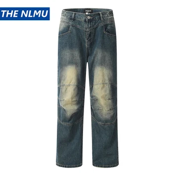 2023 Классические прямые джинсы для мужчин, винтажные Свободные джинсовые брюки в стиле хип-хоп Харадзюку, хлопковые повседневные мешковатые брюки, Джинсовая мужская одежда