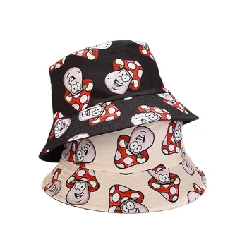 2023 Новые Милые женские Шляпы-ведерки с Мультяшным грибом, Обратимая Панама, Складная Хлопковая Рыбацкая шляпа Sunshine Beach, женские шляпы
