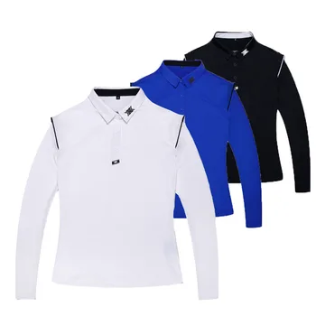 2023 весна-осень, рубашка для гольфа с длинными рукавами для женщин, женская одежда для гольфа, легкие рукава с защитой от ультрафиолета, модная рубашка для гольфа синего цвета