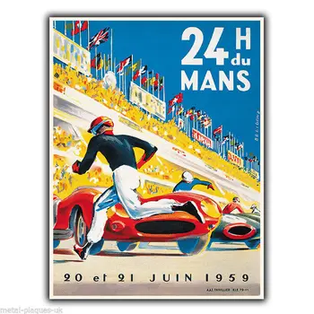 24 Heures du Mans Le Винтажная ретро реклама МЕТАЛЛИЧЕСКАЯ НАСТЕННАЯ вывеска табличка плакатная печать