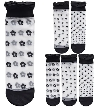 3 Пары прозрачных носков Летние Тонкие сетчатые кружевные женские носки до щиколоток для девочек-подростков
