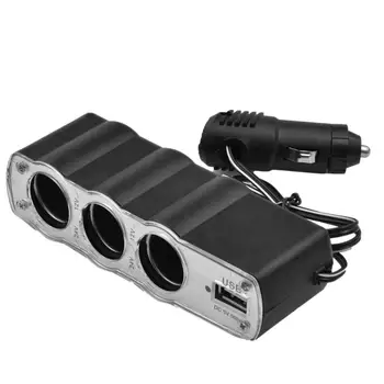 3-Полосный разветвитель автомобильного прикуривателя с несколькими розетками, Универсальное USB-зарядное устройство, Тройной адаптер на 12 В с USB-портом для пылесоса