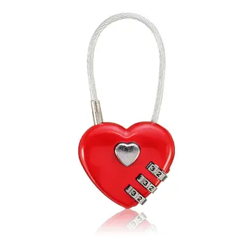 3-значный замок в виде сердца, сбрасываемый кодовый замок безопасности, маленький чемодан, навесной замок для багажа, рюкзак