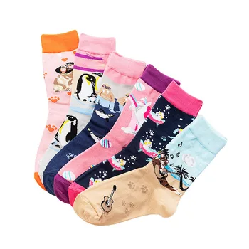 3 пары/Высококачественные носки до середины икры с рисунками животных, винтажные хлопчатобумажные носки унисекс на осень.