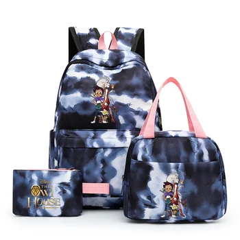 3 шт. Красочный рюкзак Disney The Owl House с сумкой для ланча для женщин, студенческих рюкзаков для подростков, повседневных школьных сумок, комплектов