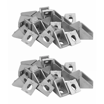 40шт 2020 Угловой фитинг Алюминиевый Соединительный кронштейн 20 X 20 L, Крепежный элемент, подходящий для использования 2020 Промышленный алюминиевый профиль