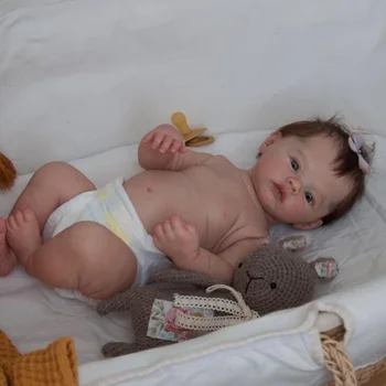45 см Виниловая кукла-Реборн для всего тела Meadow Newborn Baby Ручной работы с корнями волос, 3D Окрашенные Видимые вены