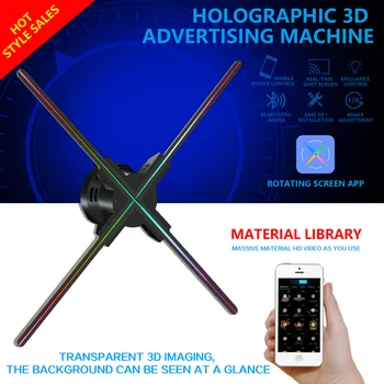 52 СМ 3D Голограмма Вентилятор Проектор HD Led Голографическая Лампа Плеер Удаленный Рекламный Дисплей Поддержка Изображений Видео Holofan Сращивание