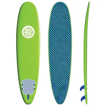 8-футовая доска для серфинга с зеленой верхней палубой с рисунком Turq Wavizm снизу с высокой плотностью гладкого дна