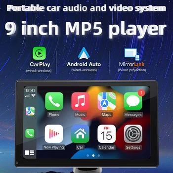 9-дюймовый автомобильный плеер MP5, автомобильный Mp4, мультимедийный автомобильный стерео Bluetooth, Carplay Android Auto Mirrorlink, FM-передача, USB AUX-вход