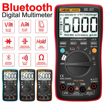 ANENG AN9002 Bluetooth Цифровой мультиметр 6000 Отсчетов Профессиональный мультиметр с истинным среднеквадратичным значением переменного/постоянного тока, Тестер Напряжения с автоматическим Диапазоном