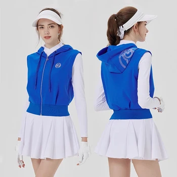 BG Новая одежда для гольфа, женский жилет, осенне-зимняя майка, матовый теплый жилет с капюшоном, Женская спортивная куртка