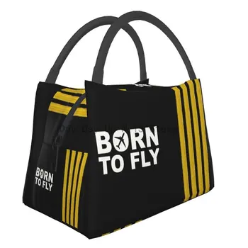 Born To Fly Flight Pilot Термоизолированная сумка для ланча Aviation Aviator Captain Lunch Tote Box для женщин, школьные сумки для еды для пикника
