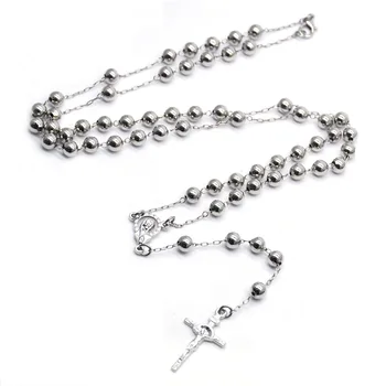 Cottvott Цепочка из молитвенных бусин 6 мм, ожерелье из четок, религиозное католическое распятие, подвеска в виде креста, венок, церковные украшения, подарки для причастия