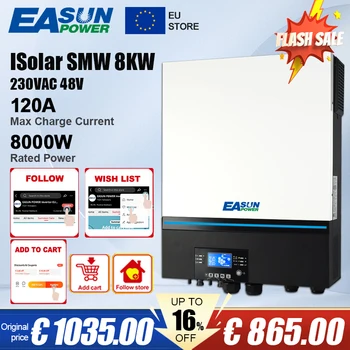 EASUN POWER Soalr Инвертор 8000 Вт 230 В 48 В 50 Гц/60 Гц 500 В постоянного тока Фотоэлектрический Вход 120A MPPT Солнечное Зарядное Устройство Встроенная Поддержка Wi-Fi Литиевая Батарея BMS