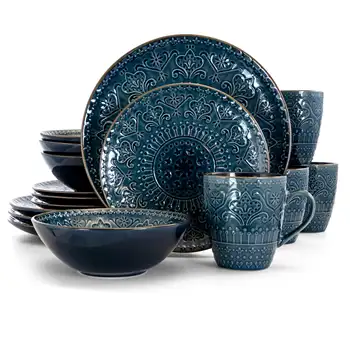 Elama Deep Sea Mozaic, роскошная керамическая посуда из 16 предметов, полная комплектация на 4 персоны.