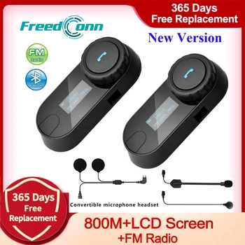 FreedConn TCOM-SC Bluetooth Мотоциклетная переговорная гарнитура, шлем для внутренней связи, ЖК-экран с FM-радио, переключаемый микрофон