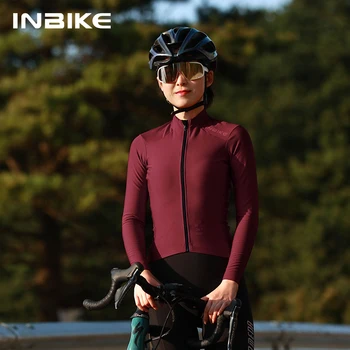 INBIKE Женская термо-велосипедная майка с длинным рукавом, зимние велосипедные флисовые рубашки с 3 карманами, Ветрозащитная светоотражающая одежда для велоспорта