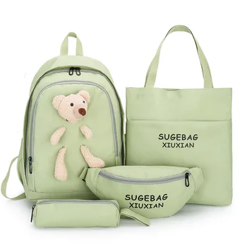 Ins 4шт Школьная сумка для учащихся младших классов средней школы, рюкзак большой емкости для девочек 2023, сумка для ноутбука, школьная сумка для подростков