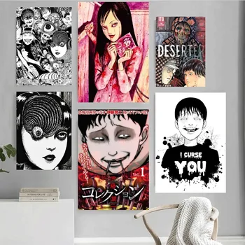 Junji Ito Terror Аниме-плакат ужасов, домашний офис, стена спальни, гостиная, Украшение кухни, Картина