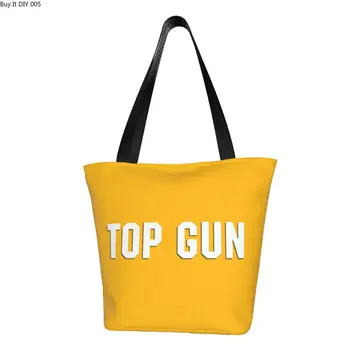 Kawaii Printing Top Gun Print Tote Сумки для покупок Прочная холщовая сумка для покупок через плечо