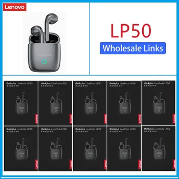 Lenovo LP50 5 шт 10 шт беспроводные наушники Bluetooth с микрофоном водонепроницаемые силиконовые наушники TWS 9D стерео