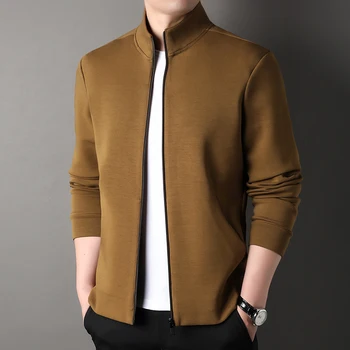 MLSHP Воротник-стойка, весенне-осенние мужские куртки, высокое качество, длинный рукав, однотонная молния, Спортивная Повседневная мужская верхняя одежда 3XL