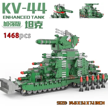 MOC KV44 Военный танк Строительные блоки Модельный набор Тяжелое военное оружие AV7 Модель танка Для мальчиков Классические Игрушки Коллекции для взрослых Подарки