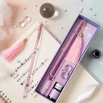 Mermaid Glas Pen Diamant Kleur Gift Set Ondertekening Pen Relatiegeschenk Studenten Vulpen Briefpapier