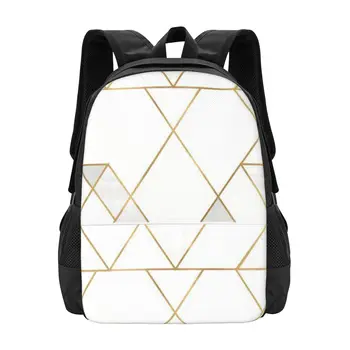 Mod Triangles - белый + золотой Классический базовый школьный рюкзак из холста, повседневный рюкзак, офисный рюкзак для мужчин и женщин