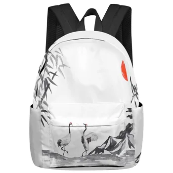 Mount Fuji Bamboo Crane, студенческие школьные сумки, ноутбук, Изготовленный на заказ рюкзак для мужчин, женщин, Женский дорожный рюкзак Mochila