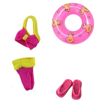 NK 1 Комплект 30 СМ Принцесса Розовый Раздельный Пляжный Купальник + Тапочки + Плавательный Буй Спасательный Круг Кольцо Для Барби Аксессуары Кукла Подарок Игрушка