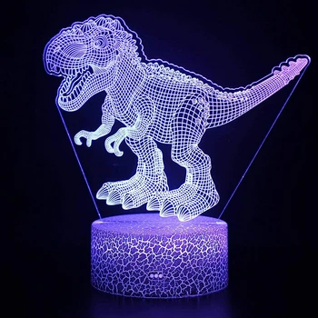 Nighdn Ночник Динозавр 3D Иллюзия Лампа Сенсорный 7 Цветов Меняющий Ночник СВЕТОДИОДНЫЙ Ариловый Креативные Подарки для Детей Мальчиков Девочек