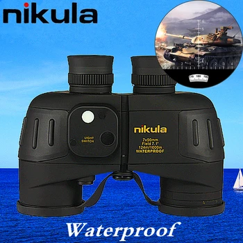 Nikula Binocular 7x50 Военный Мощный Бинокль Дальномер с Цифровым Компасом Телескоп Ночного Видения Тактический Водонепроницаемый