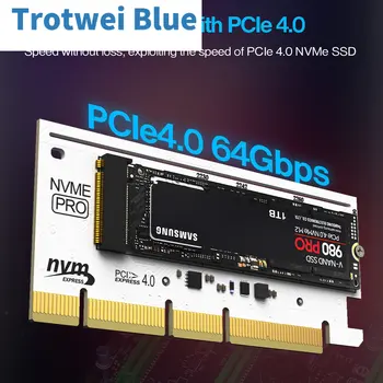 RGB PCIe 4.0 NVMe Адаптер, SSD-карта PCIe-NVMe M.2 с алюминиевым радиатором, Совместимая с Gen4 Gen3 Gen2 Gen1