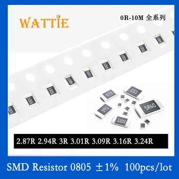 SMD резистор 0805 1% 2.87R 2.94R 3R 3.01R 3.09R 3.16R 3.24R 100 шт./лот микросхемные резисторы 1/8 Вт 2.0 мм * 1.2 мм