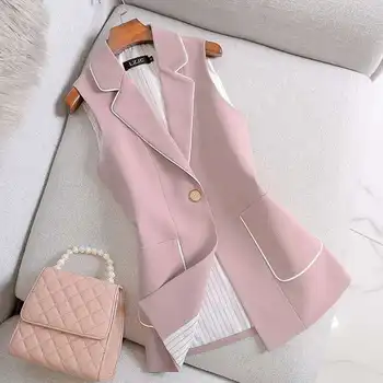 SuperAen 2023 Осень Новый Розовый костюм Жилет Женское Офисное женское пальто Тонкое пальто без рукавов