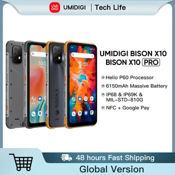 UMIDIGI BISON X10 pro телефон Прочный Смартфон Глобальная Версия IP68 и IP69K 4 ГБ 128 ГБ NFC 20 Мп Тройная Камера 6150 мАч Телефон Оригинальный