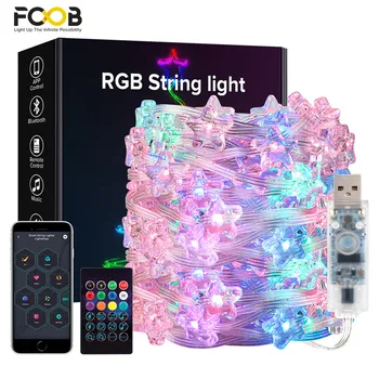 USB Christmas Lights String WS2812B RGB Dream Color Украшение дня рождения Вечеринка Звезда Клубничные огни Комната USB приложение Дистанционный свет