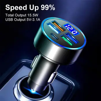 Автомобильное Зарядное Устройство с 5 Портами Быстрой зарядки PD QC3.0 USB C Автомобильное Зарядное Устройство Для телефона Type C Адаптер в автомобиль Для iphone Samsung Huawei H8Q7