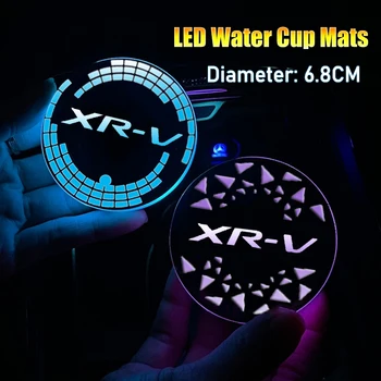 Автомобильные коврики для стакана воды со светодиодной подсветкой, светящиеся держатели для напитков, Зарядка через USB для Honda XR-V, Аксессуары для интерьера с логотипом,