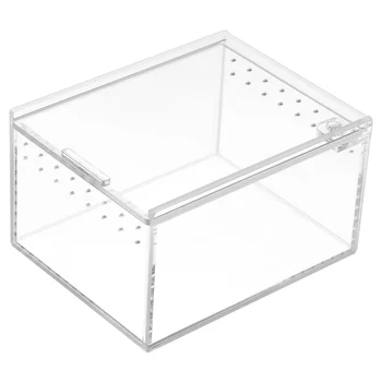 Акриловый ящик для домашних животных с прозрачной крышкой, стеклянные контейнеры, прозрачный террариум для кормления, среда обитания, резервуар для разведения.
