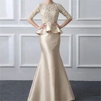 Атласное кружевное платье русалки с круглым вырезом, вечерние платья, женские платья для выпускного вечера, платья для матери невесты для женщин 2023